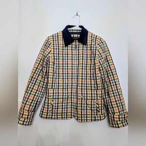 Talbots Women's Checkered Barn Jacket Corduroy Collar Quilted, Size S
